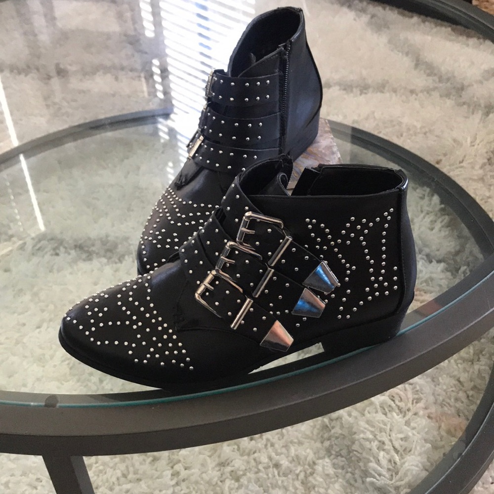Black stud booties